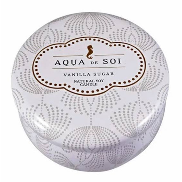 Set of 2 Soi Candles Aqua de Soi Amber Woods & Vanilla Sugar Decorative Tin NEW - Picture 3 of 8